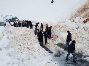 Hasta taşıyan ambulansın önüne çığ düştü
