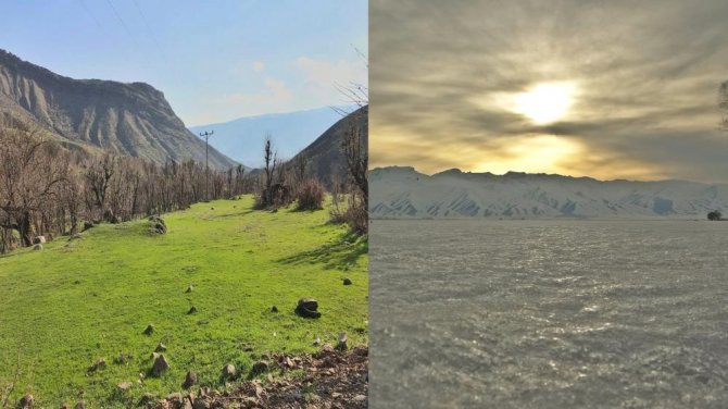 Hakkari’de iki mevsim bir arada