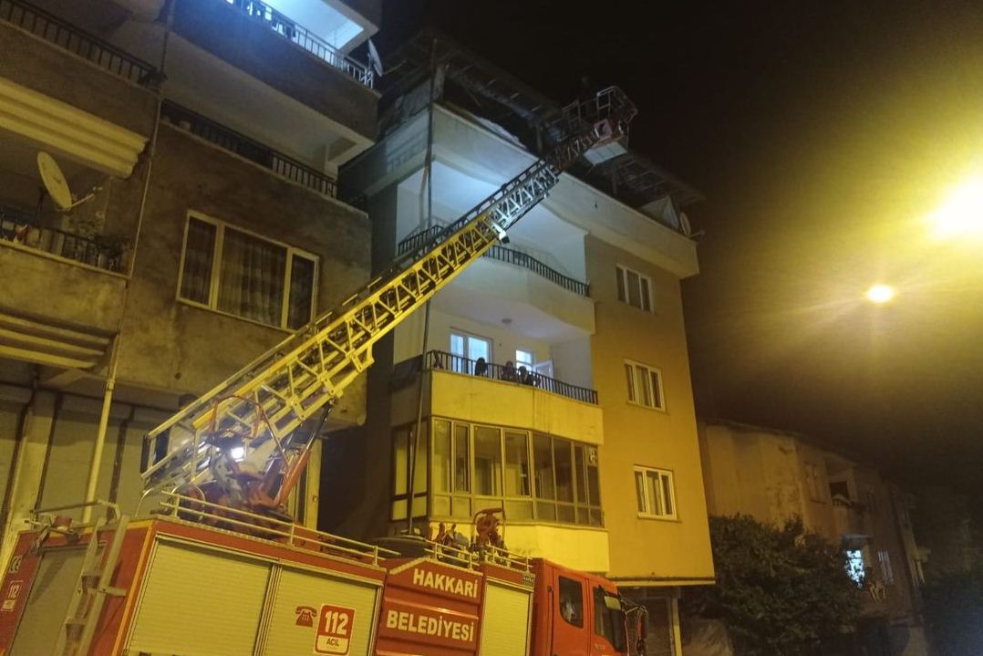 Çatıda Mahsur Kalan Kedi İtfaiye Ekiplerince Kurtarıldı