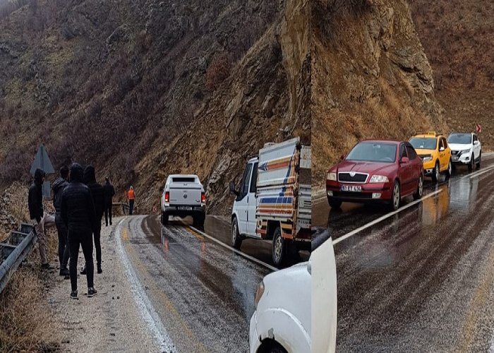 Yüksekova-Şemdinli karayoluna düşen taşlar tehlike oluşturuyor