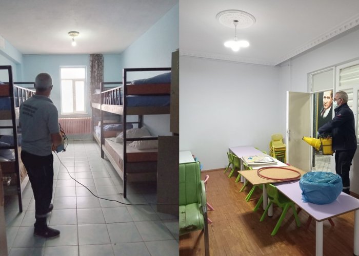 Durankaya’da kreş ve pansiyonlar ilaçlandı