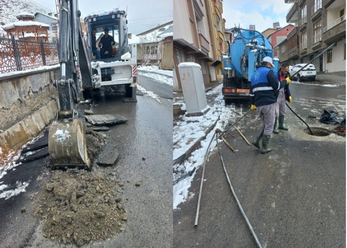 Belediye ekipleri zor şartlarda görev başında