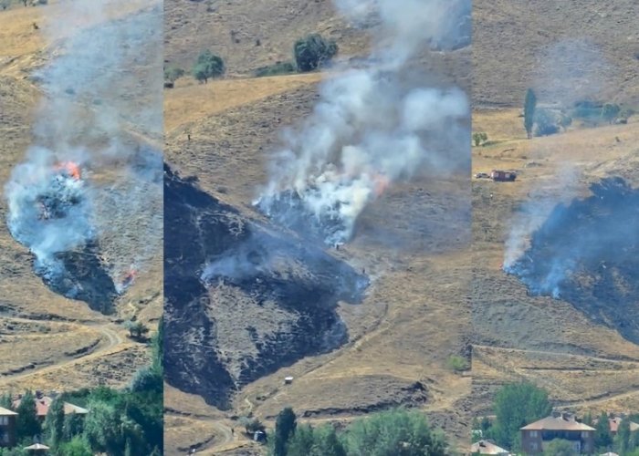 Bağlardaki yangına itfaiye müdahale etti