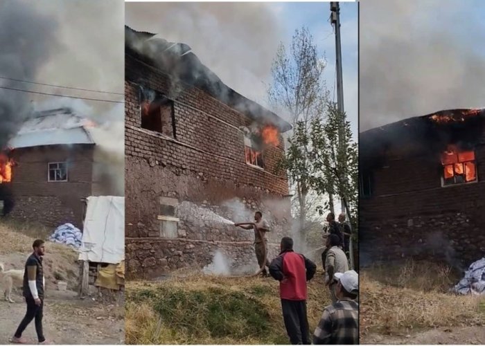 Geçitli Köyünde korkutan ev yangını